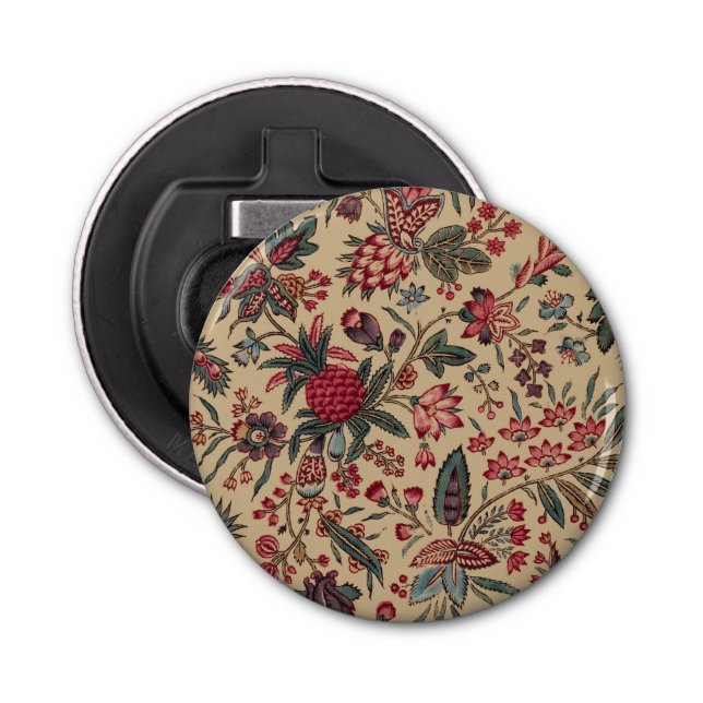 Floral Tapestry Needlework Flower Art Bottle Opener (Front)