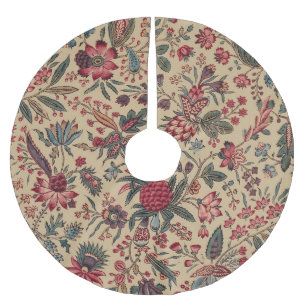 Floral Tapestry Needlework Flower Art Brushed Polyester Tree Skirt