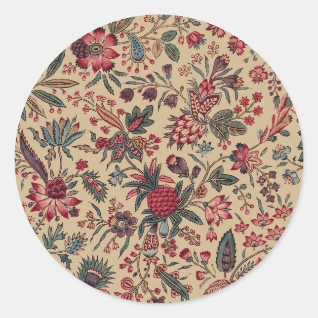 Floral Tapestry Needlework Flower Art Classic Round Sticker (Front)