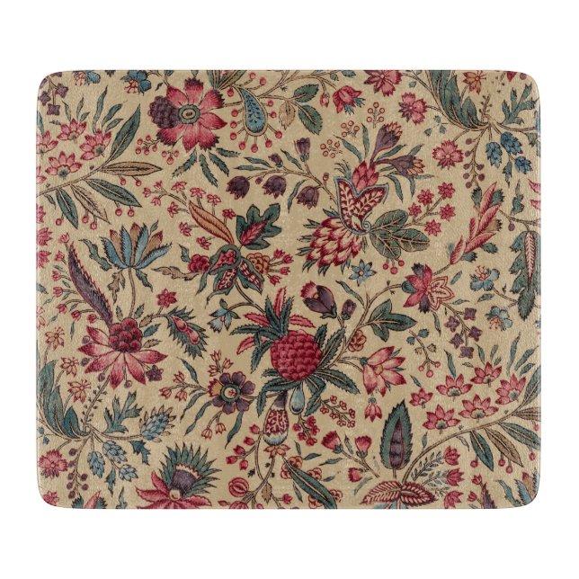Floral Tapestry Needlework Flower Art Cutting Board (Front)