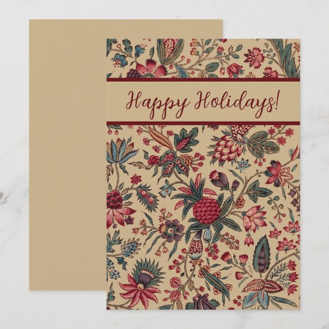 Floral Tapestry Needlework Flower Art Holiday Card (Front/Back)