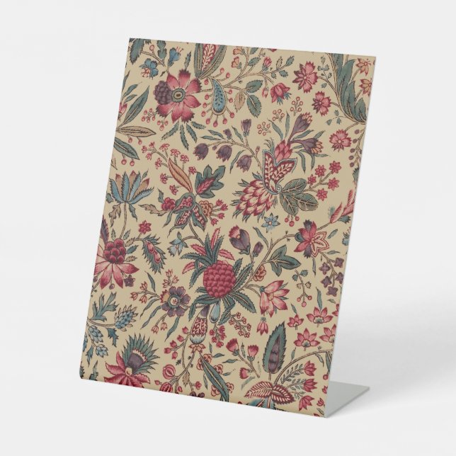 Floral Tapestry Needlework Flower Art Pedestal Sign (Front)