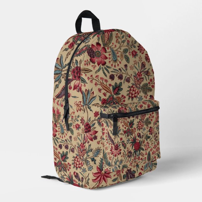 Floral Tapestry Needlework Flower Art Printed Backpack (Back Corner Left)