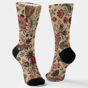Floral Tapestry Needlework Flower Art Socks