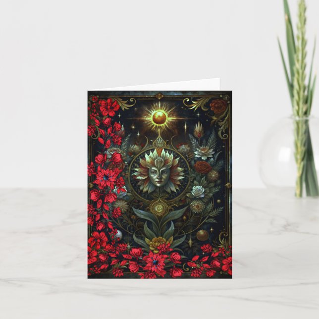 Floral Tarot Reader Blank Note Card (Front)