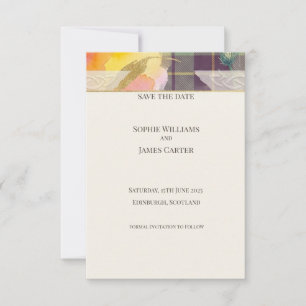 Floral Tartan Save the Date Card