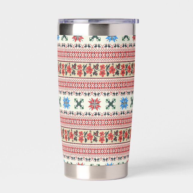 Floral Tatreez Folk Insulated Tumbler (Left)