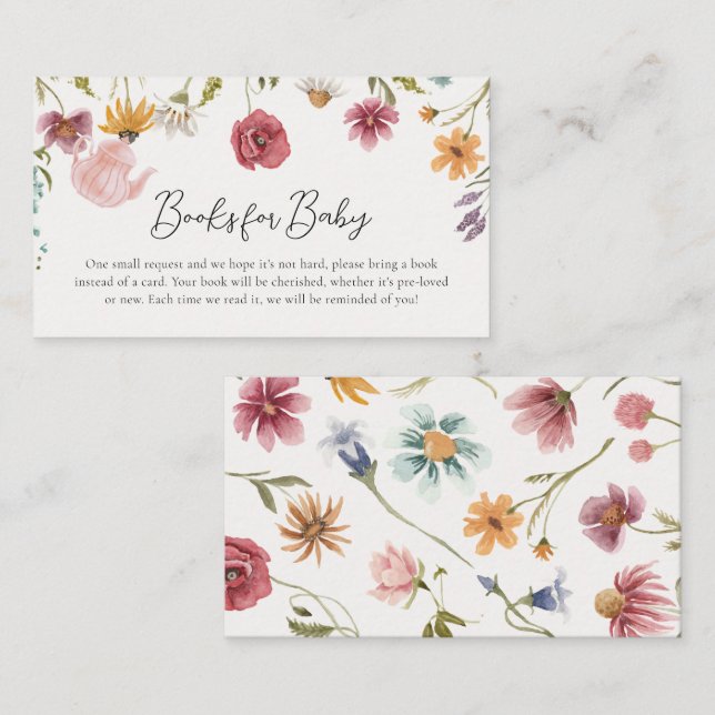 Floral Tea Baby Shower Books for Baby Cards (Front/Back)