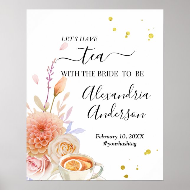Floral Tea Bridal Shower Welcome Sign (Front)