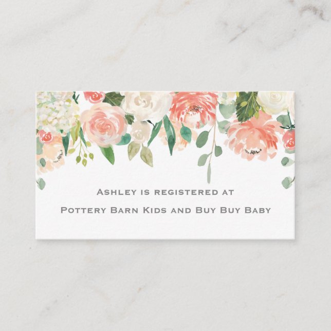 Floral Tea Cup Baby Shower Enclosure Card (Front)