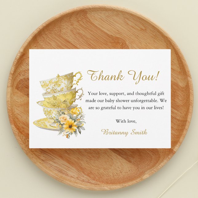 Floral Tea Cup Party Baby Shower Thank you Cards (Creator Uploaded)