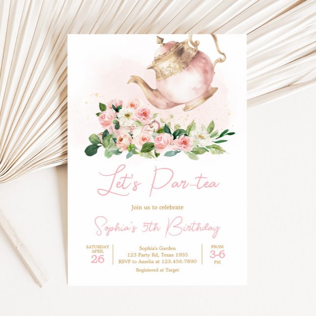 Floral Tea Garden Birthday Party Invitation (Floral Tea Party Birthday Party Invitation)