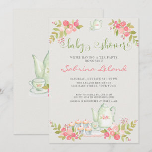 Floral Tea Party Baby Shower Invitation