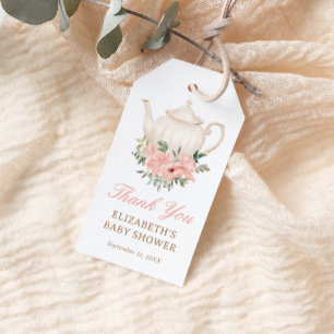 Floral Tea Party Baby Shower Thank You Gift Tags