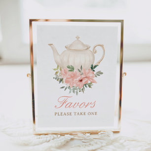 Floral Tea Party Birthday Favours Sign