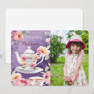 Floral Tea Party Birthday Party Photo Invitation