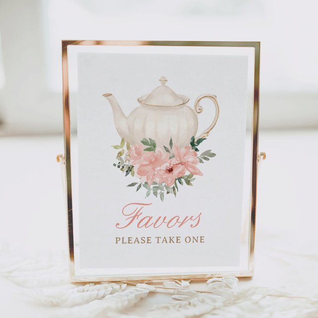 Floral Tea Party Bridal Shower Favours Sign (Creator Uploaded)