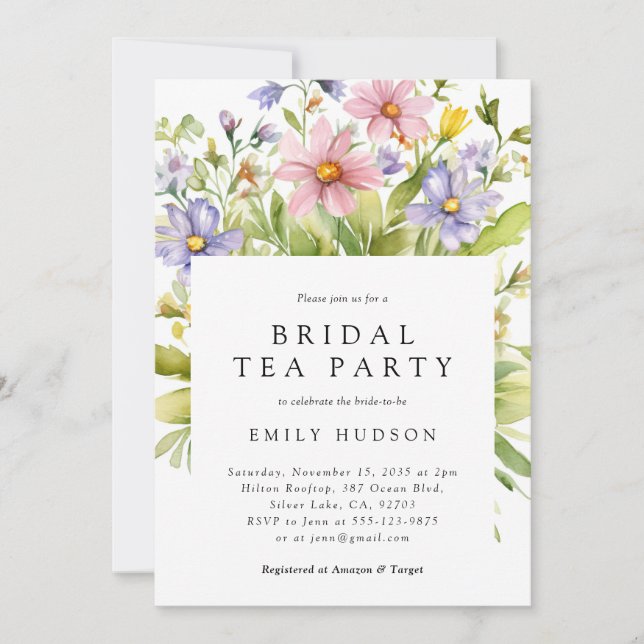 Floral Tea Party Bridal Shower Invitation (Front)