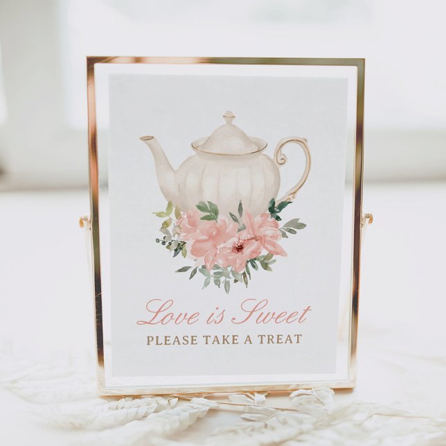 Floral Tea Party Bridal Shower Love is Sweet Sign (Creator Uploaded)