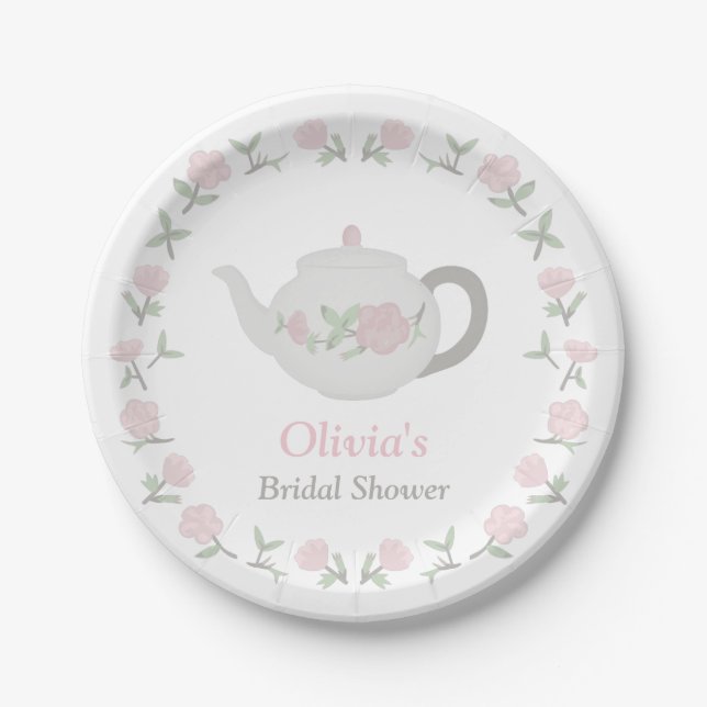 Floral Tea Party Bridal Shower Party Supplies Paper Plate (Front)