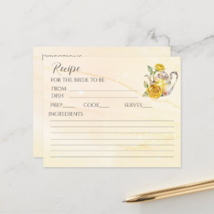 Floral tea party bridal shower recipe card