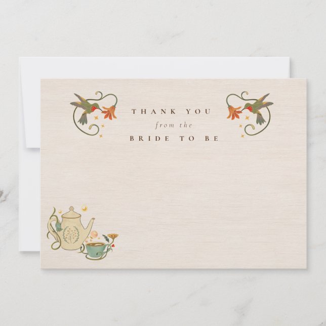 floral Tea Party Bridal Shower Thank You Card (Front)