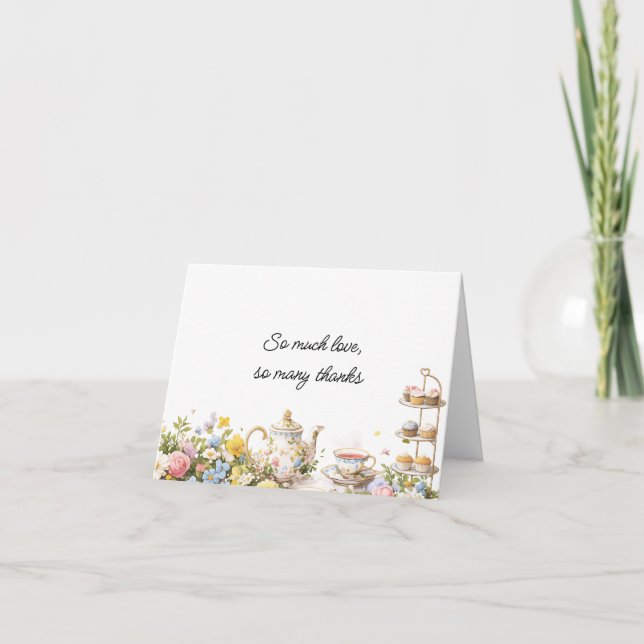 Floral Tea Party Bridal Shower Thank You Card  (Front)