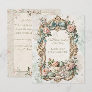 Floral Tea Party Sweet 16 RSVP Card