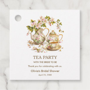 Floral Tea Party Time for Tea Bridal Shower Favour Tags