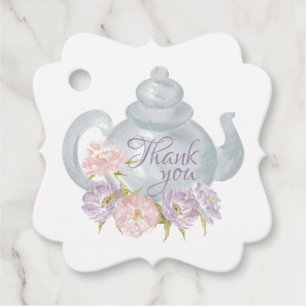 Floral Tea Pot Bridal Shower Thank You Favour Tags