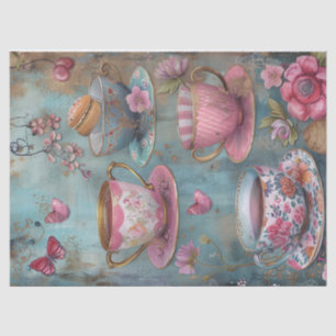 Floral Tea Time Pastel Flowers Decoupage Tissue Paper