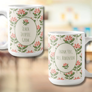 Floral Teacher Appreciation Mug   Custom Name