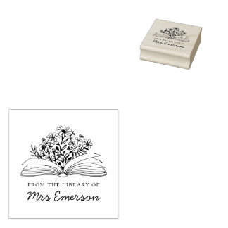 Floral Teacher Book Stamp
