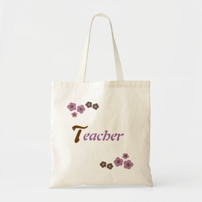 Floral Teacher Design Tote Bag (Front)