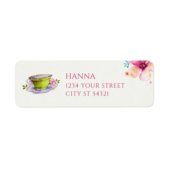 Floral Teacup Address Labels (Front)