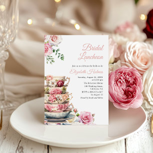 Floral Teacup Bridal Luncheon Invitation