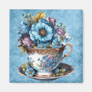 Floral Teacup Refrigerator Magnet