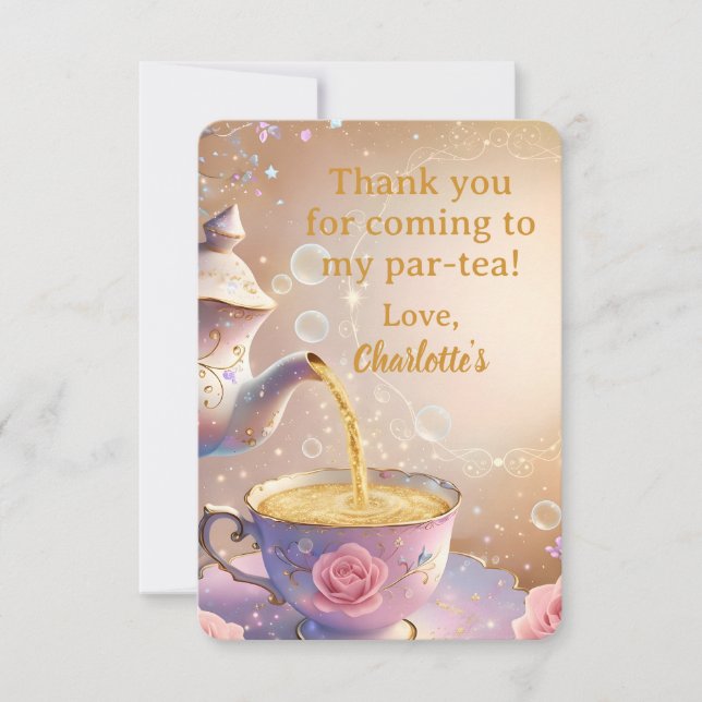 Floral Teacup & Teapot - Pastel Elegant Tea Party Thank You Card (Front)