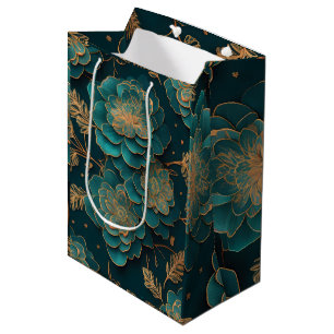 Floral Teal & Bronze Gift Bag