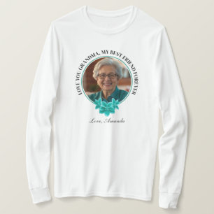 Floral Teal Frame Grandkid to Grandma Photo T-Shirt