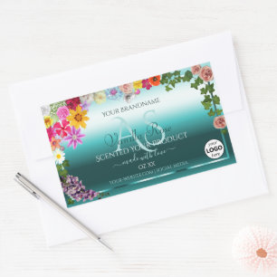 Floral Teal Gradient Product Labels Monogram Logo