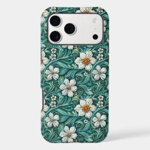 Floral teal leaf pattern