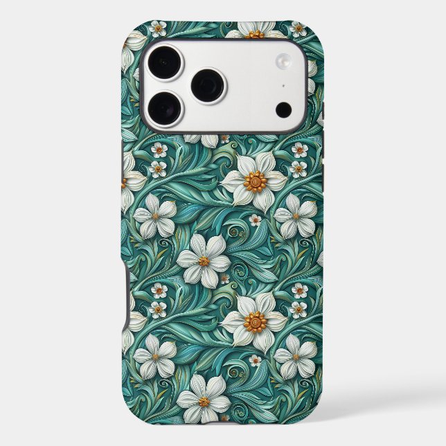 Floral teal leaf pattern  (Back)