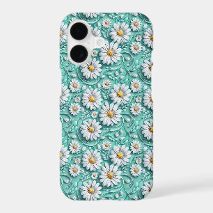 Floral teal leaf pattern