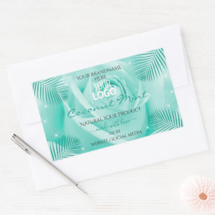 Floral Teal Product Labels Rose Palm Leaves Logo