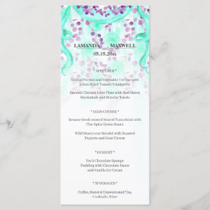 Floral Teal Ribbon Handfasting Wedding Menu