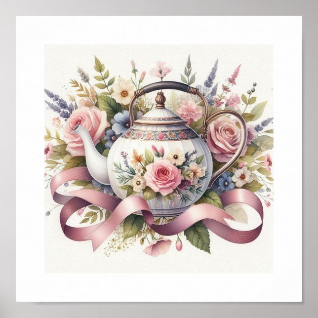 Floral Teapot 1 Poster (Front)