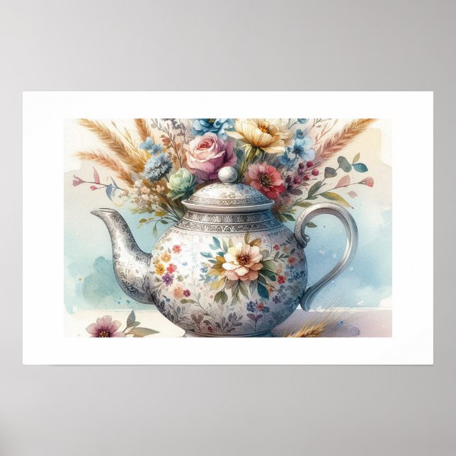 Floral Teapot 2 Poster (Front)