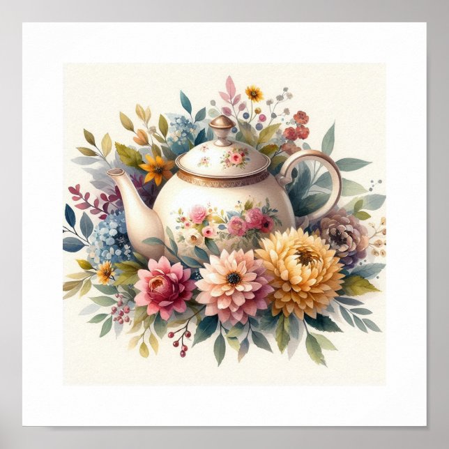Floral Teapot 5 Poster (Front)