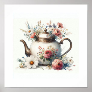 Floral Teapot 7 Poster